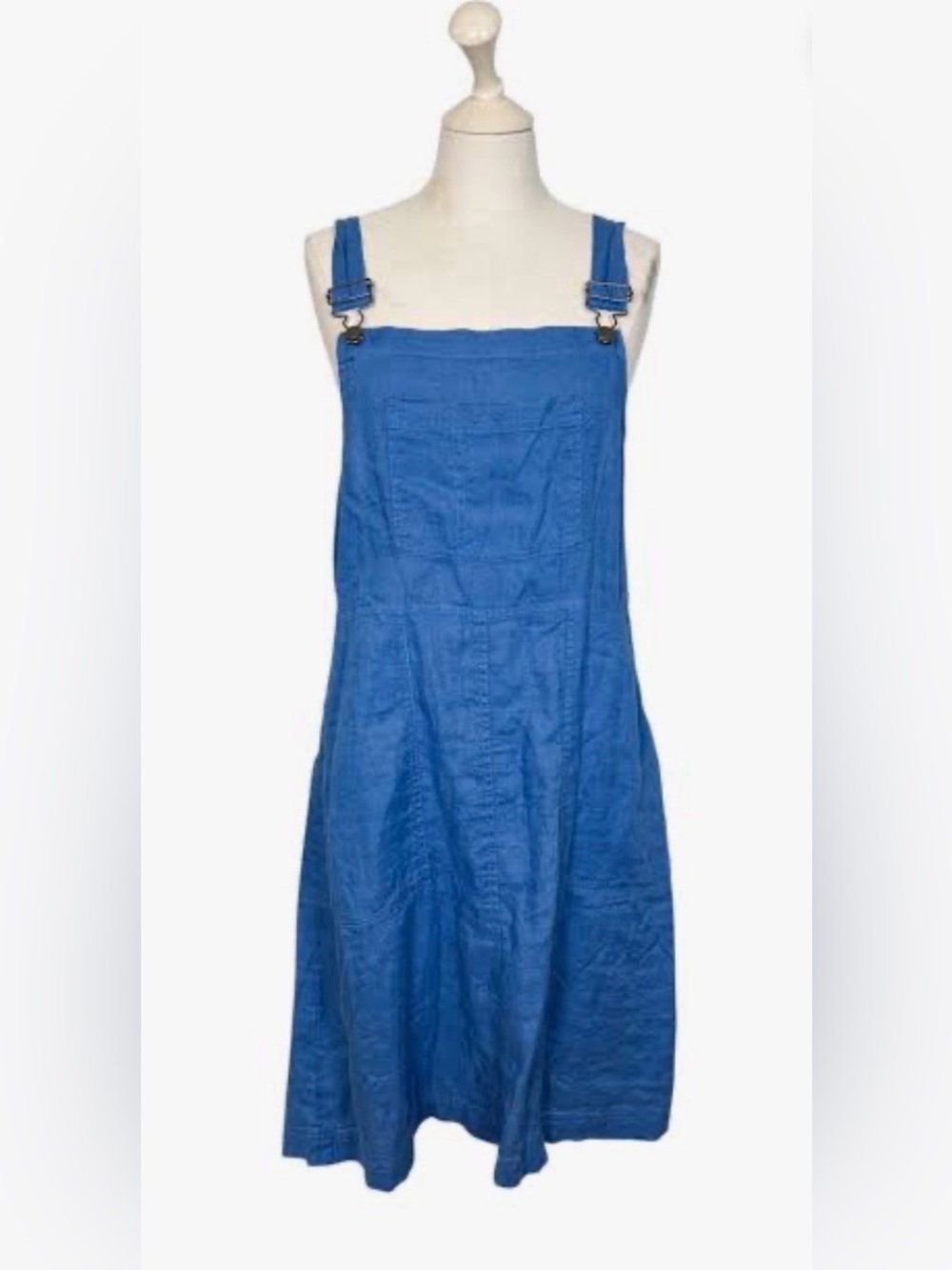 Gudrun Sjoden Linen Pinafore Overall Cornflower Blue Dress Size Medium
